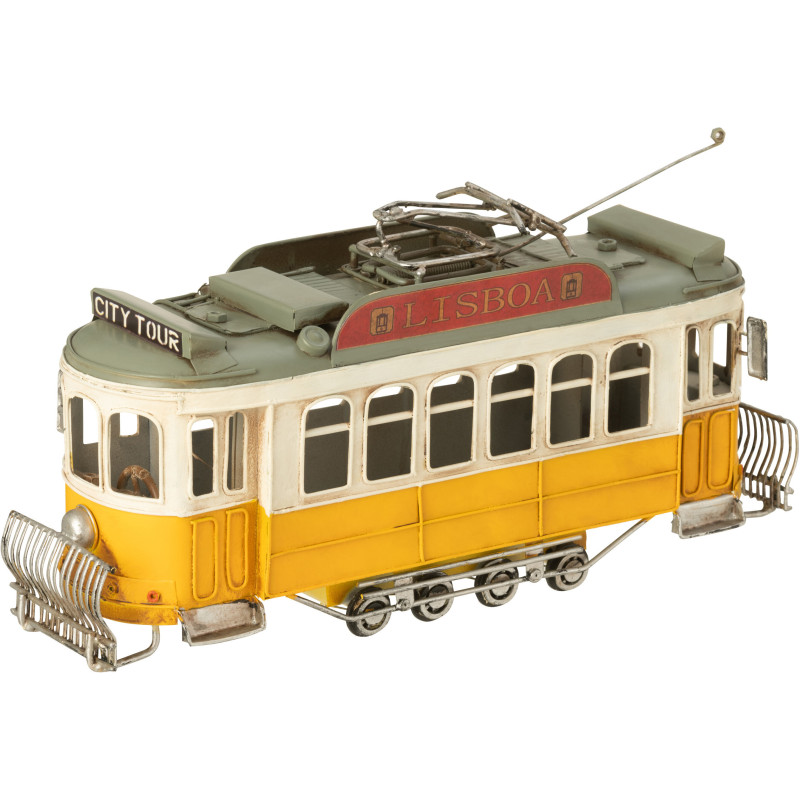 Tramway Lisbonne miniature rétro vintage 32 cm en Métal Jaune Blanc cassé Trendy - 1