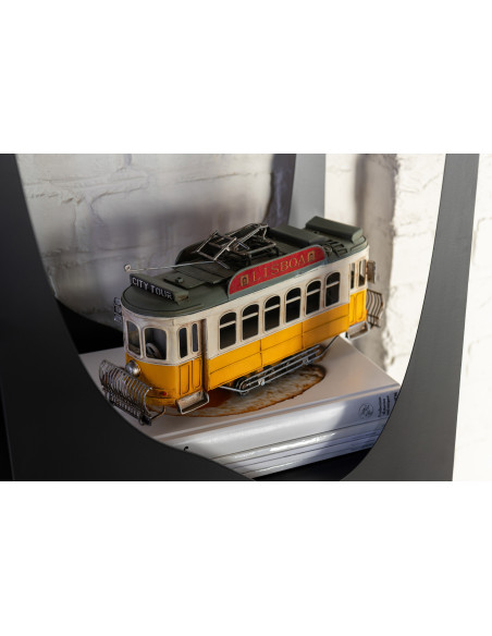 Tramway Lisbonne miniature rétro vintage 32 cm en Métal Jaune Blanc cassé Trendy - 2