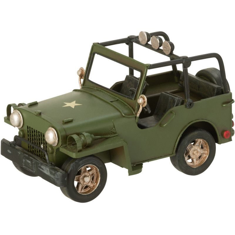 Jeep militaire miniature rétro vintage 17 cm en Métal Vert kaki Trendy - 1