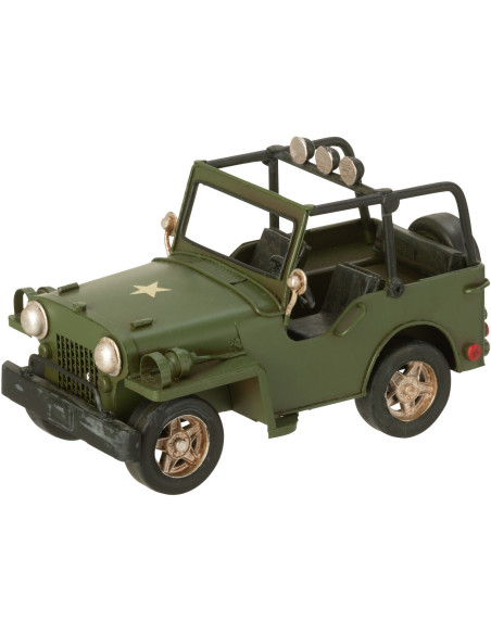 Jeep militaire miniature rétro vintage 17 cm en Métal Vert kaki Trendy - 1