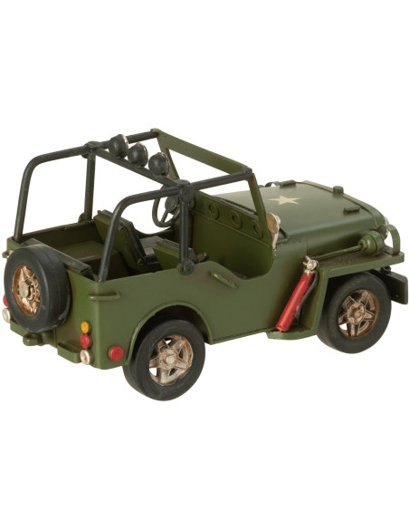 Jeep militaire miniature rétro vintage 17 cm en Métal Vert kaki Trendy - 2