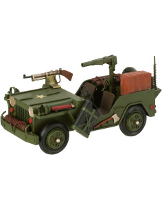 Jeep militaire armée miniature rétro vintage 26 cm en Métal Vert kaki Trendy - 1