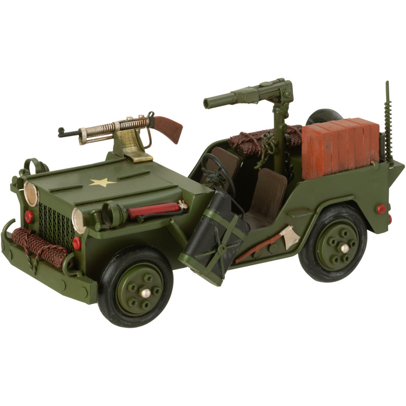 Jeep militaire armée miniature rétro vintage 26 cm en Métal Vert kaki Trendy - 1