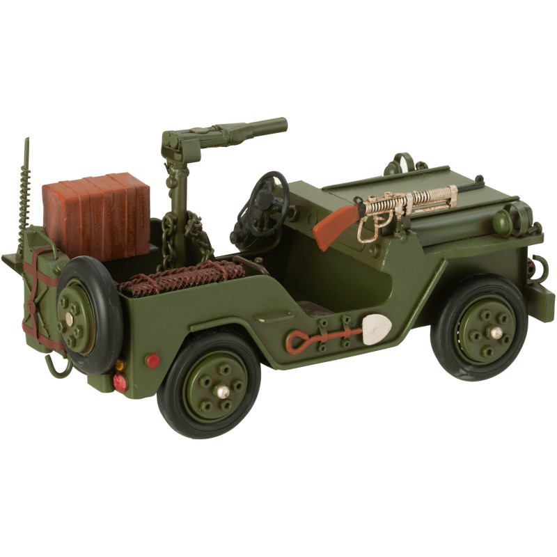 Jeep militaire armée miniature rétro vintage 26 cm en Métal Vert kaki Trendy - 2