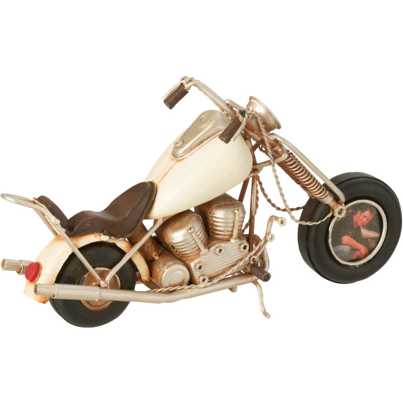Moto miniature rétro vintage 28 cm en Métal Blanc cassé Trendy - 2