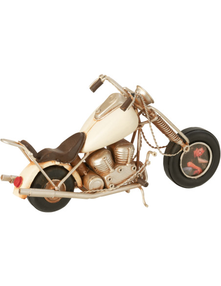 Moto miniature rétro vintage 28 cm en Métal Blanc cassé Trendy - 2