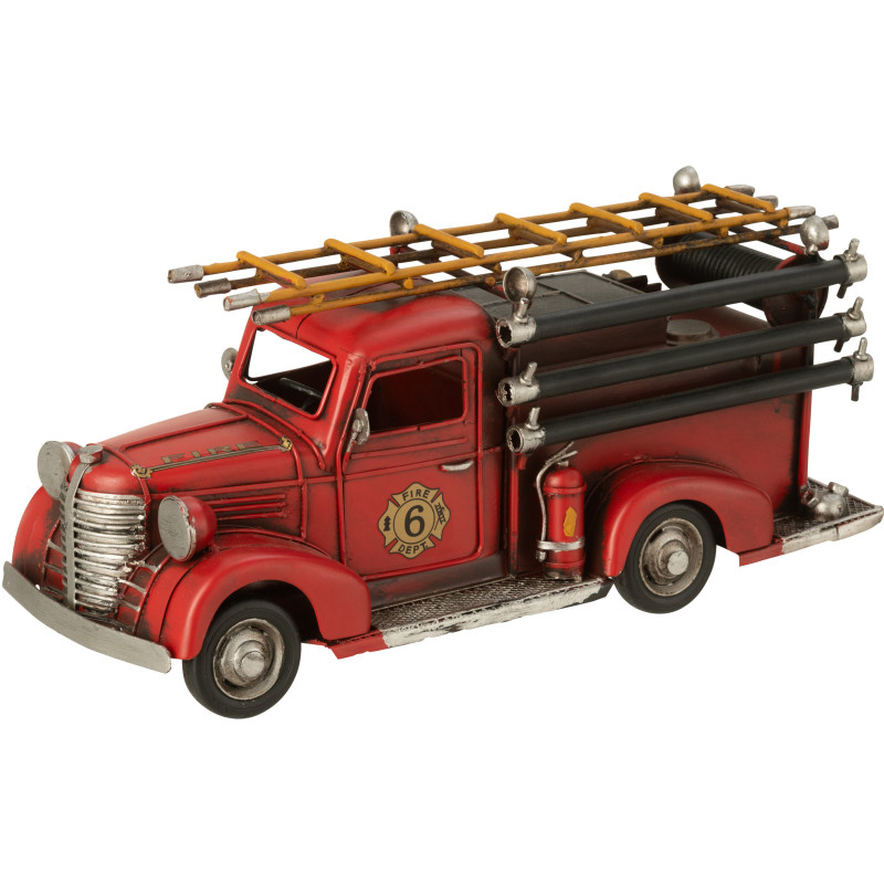 Camion de pompier miniature rétro vintage 31 cm en Métal Rouge Trendy - 1