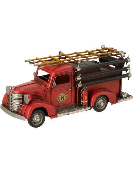 Camion de pompier miniature rétro vintage 31 cm en Métal Rouge Trendy - 1