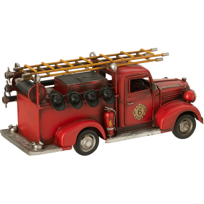 Camion de pompier miniature rétro vintage 31 cm en Métal Rouge Trendy - 2