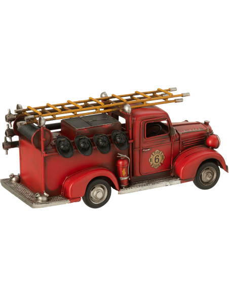 Camion de pompier miniature rétro vintage 31 cm en Métal Rouge Trendy - 2