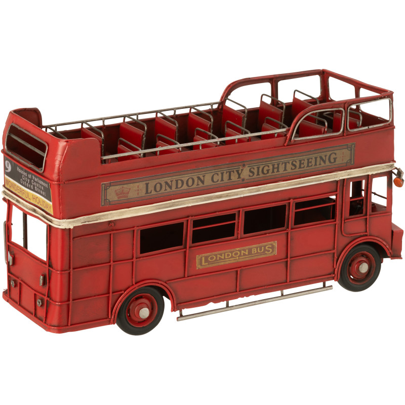 Bus anglais miniature rétro vintage 32 cm en Métal Rouge Trendy - 2