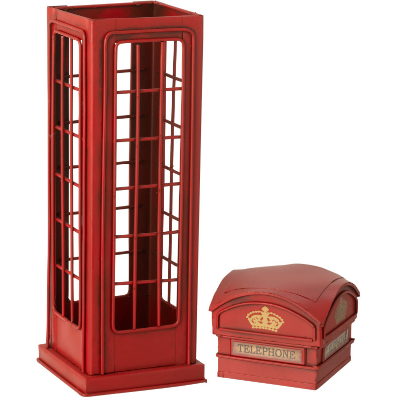 Cabine téléphonique anglaise miniature rétro vintage Hauteur 38 cm en Métal Rouge Trendy - 2