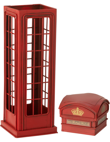 Cabine téléphonique anglaise miniature rétro vintage Hauteur 38 cm en Métal Rouge Trendy - 2
