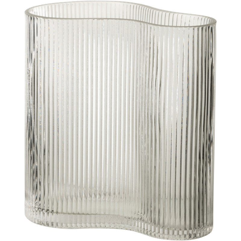 Vase moderne Organique Hauteur 20 cm en Verre Transparent Motif lignes Lineae - 1