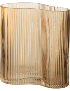 Vase moderne Organique Hauteur 20 cm en Verre Ambré Motif lignes Lineae - 1