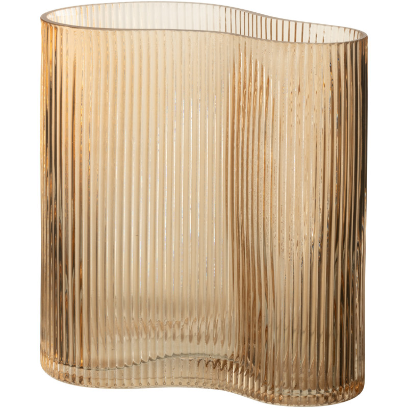Vase moderne Organique Hauteur 20 cm en Verre Ambré Motif lignes Lineae - 1