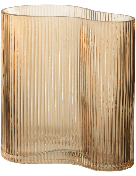 Vase moderne Organique Hauteur 20 cm en Verre Ambré Motif lignes Lineae - 1
