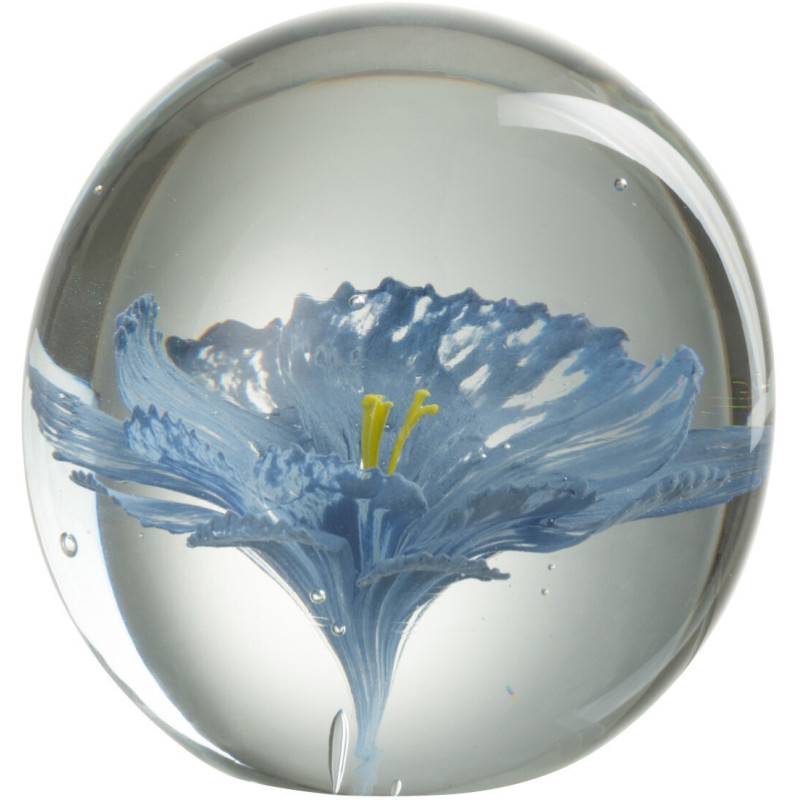 Sulfure Ronde Fleur Tallis en Verre Bleu 10 cm - 1
