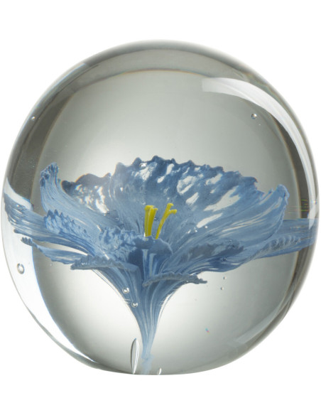 Sulfure Ronde Fleur Tallis en Verre Bleu 10 cm - 1