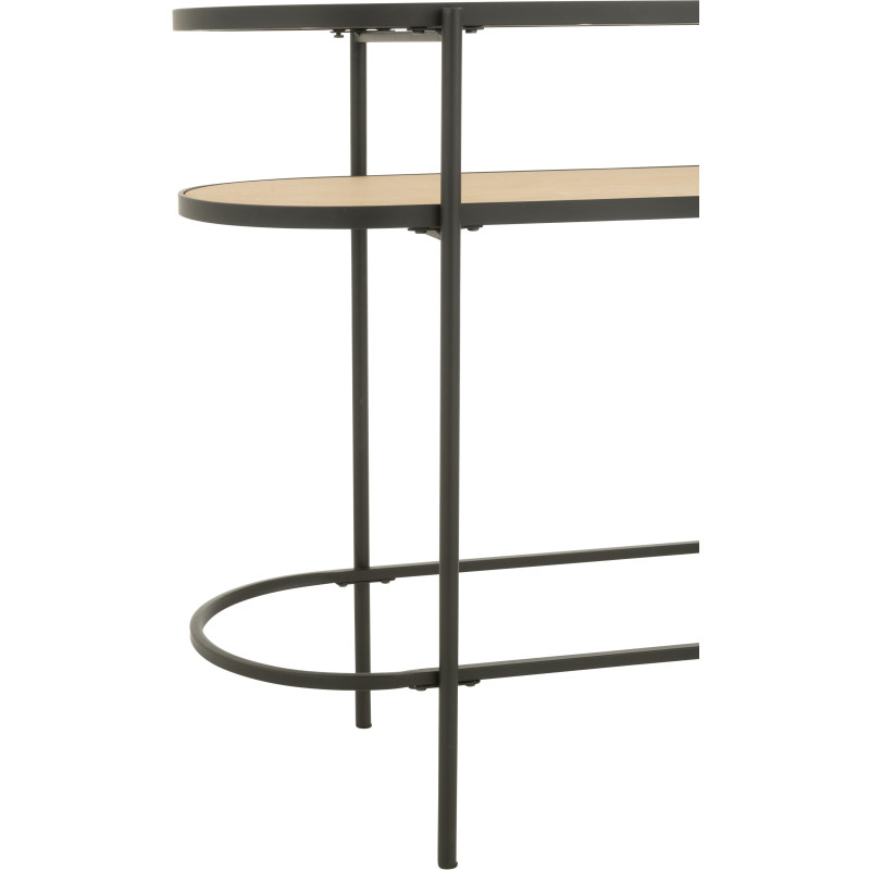 Console industrielle moderne Arrondie 1 étagère en Métal Noir Bois Naturel Verre Transparent - 4