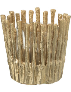 Photophore moderne chic Diamètre 10 cm en Métal Doré Verre Transparent Dorisso - 1