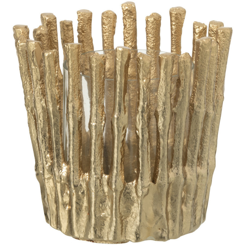 Photophore moderne chic Diamètre 10 cm en Métal Doré Verre Transparent Dorisso - 1