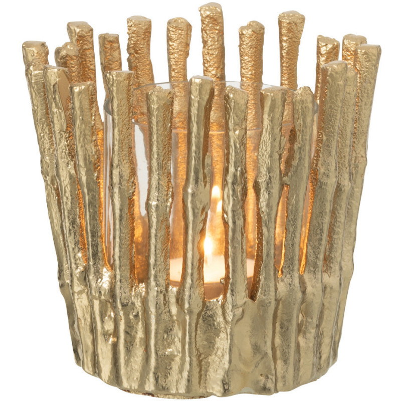 Photophore moderne chic Diamètre 10 cm en Métal Doré Verre Transparent Dorisso - 3