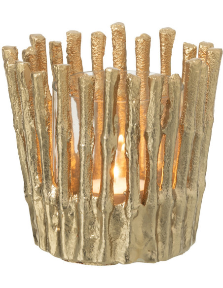 Photophore moderne chic Diamètre 10 cm en Métal Doré Verre Transparent Dorisso - 3