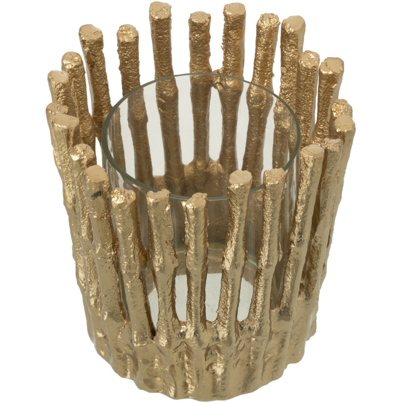 Photophore moderne chic Diamètre 10 cm en Métal Doré Verre Transparent Dorisso - 5