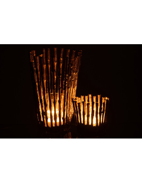 Grand Photophore moderne chic Diamètre 15 cm en Métal Doré Verre Transparent Dorisso - 8