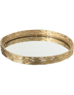 Grand Plateau déco Rond Diamètre 47 cm en Métal Doré Miroir Dorisso - 1