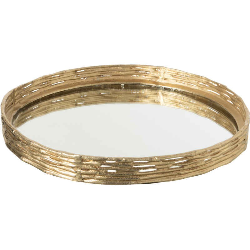 Grand Plateau déco Rond Diamètre 47 cm en Métal Doré Miroir Dorisso - 1