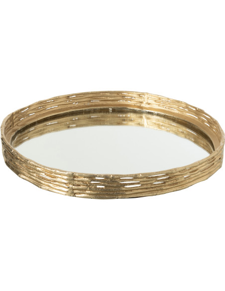 Grand Plateau déco Rond Diamètre 47 cm en Métal Doré Miroir Dorisso - 1
