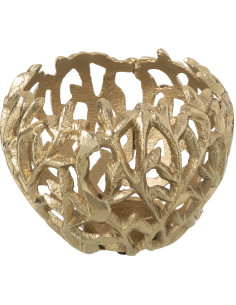 Bougeoir sur pieds Feuilles Rond Diamètre 13 cm en Métal Doré Leaf - 1