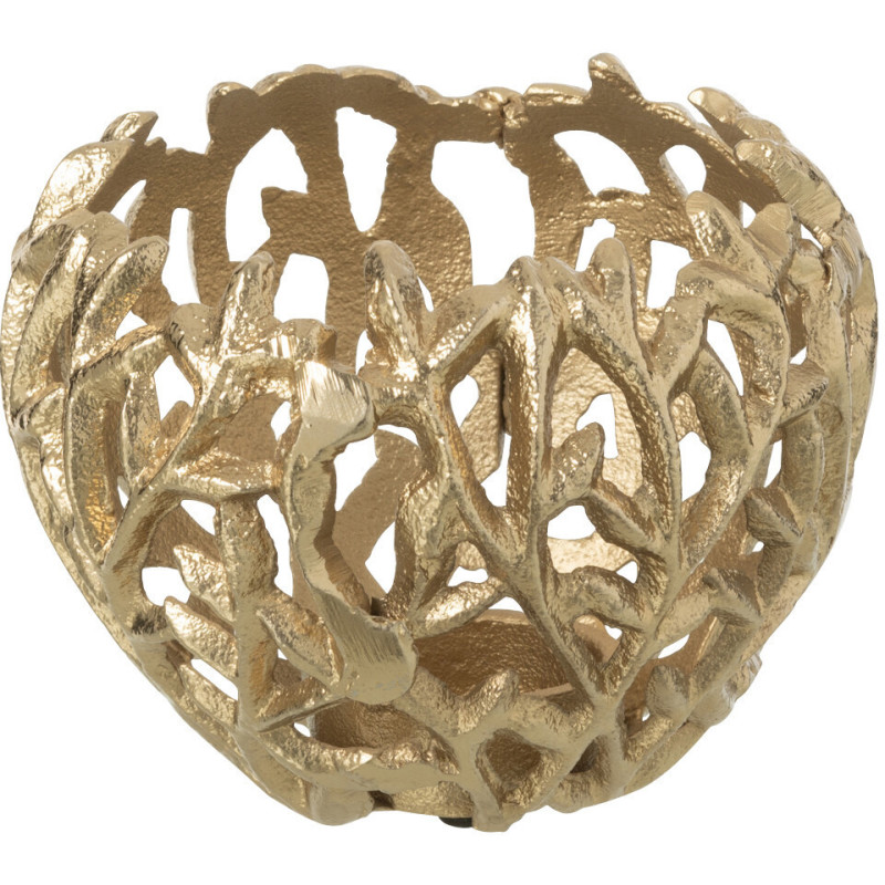 Bougeoir sur pieds Feuilles Rond Diamètre 13 cm en Métal Doré Leaf - 1