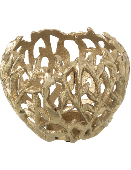 Bougeoir sur pieds Feuilles Rond Diamètre 13 cm en Métal Doré Leaf - 1