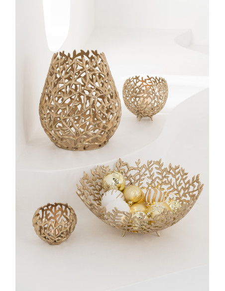 Bougeoir sur pieds Feuilles Rond Diamètre 13 cm en Métal Doré Leaf - 2