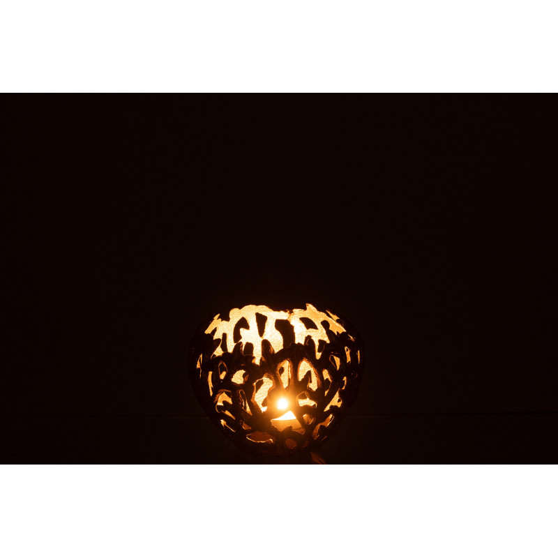 Bougeoir sur pieds Feuilles Rond Diamètre 13 cm en Métal Doré Leaf - 4