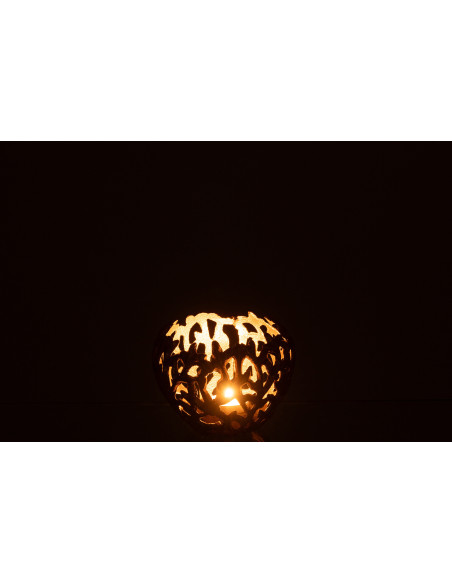 Bougeoir sur pieds Feuilles Rond Diamètre 13 cm en Métal Doré Leaf - 4