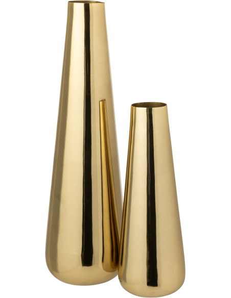 Grand Vase moderne chic Conique Hauteur 60 cm en Métal Doré Aurum - 3