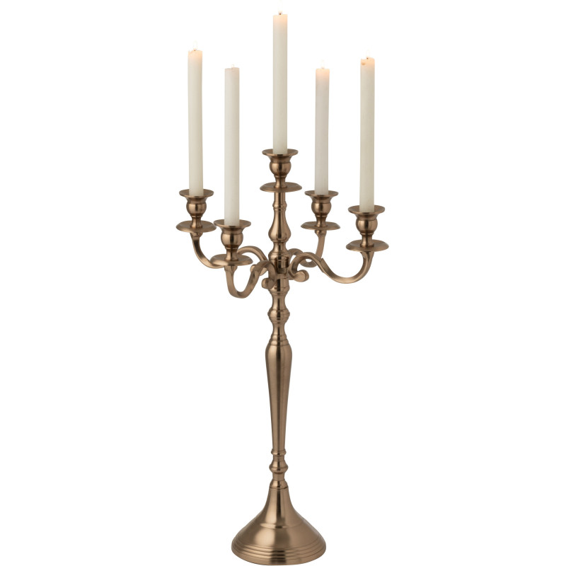 Grand Chandelier moderne chic 5 branches Hauteur 63 cm en Métal Rosé doré Orfiora - 3
