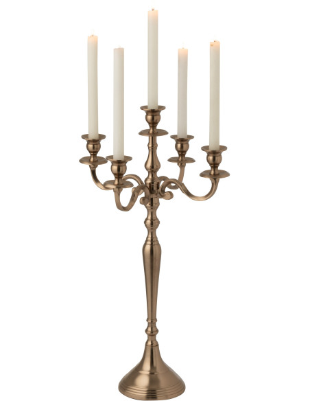 Grand Chandelier moderne chic 5 branches Hauteur 63 cm en Métal Rosé doré Orfiora - 3