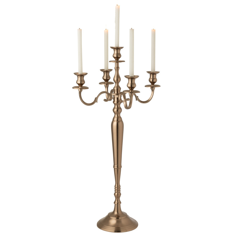 Grand Chandelier moderne chic 5 branches Hauteur 98 cm en Métal Rosé doré Orfiora - 2