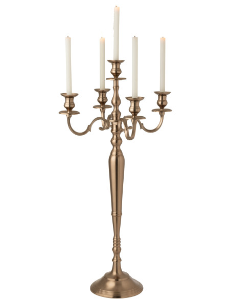 Grand Chandelier moderne chic 5 branches Hauteur 98 cm en Métal Rosé doré Orfiora - 2