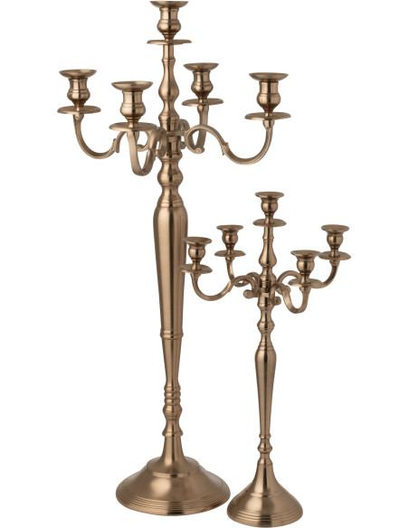 Grand Chandelier moderne chic 5 branches Hauteur 98 cm en Métal Rosé doré Orfiora - 4