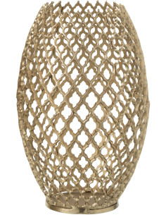 Vase déco Oriental chic Ovale Hauteur 39 cm en Métal Doré Ajouré Oraya - 1