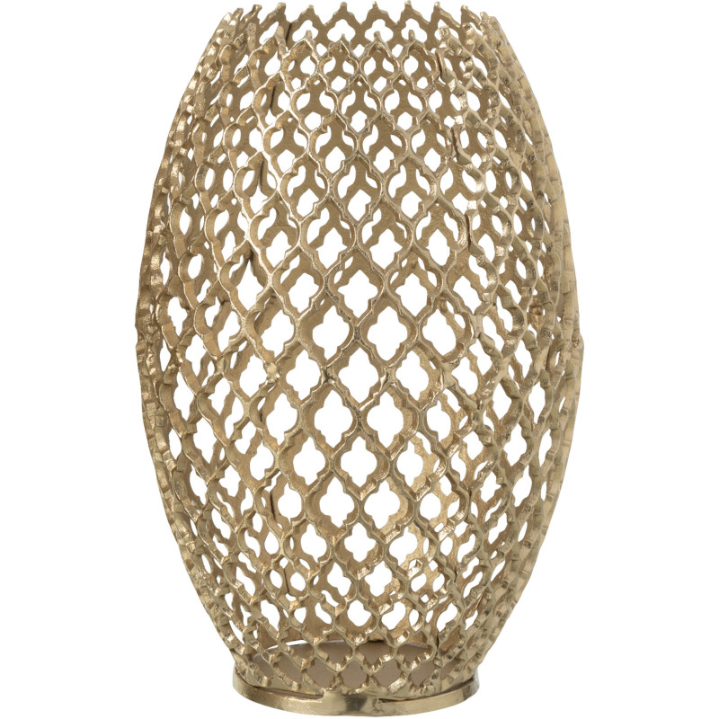 Vase déco Oriental chic Ovale Hauteur 39 cm en Métal Doré Ajouré Oraya - 1
