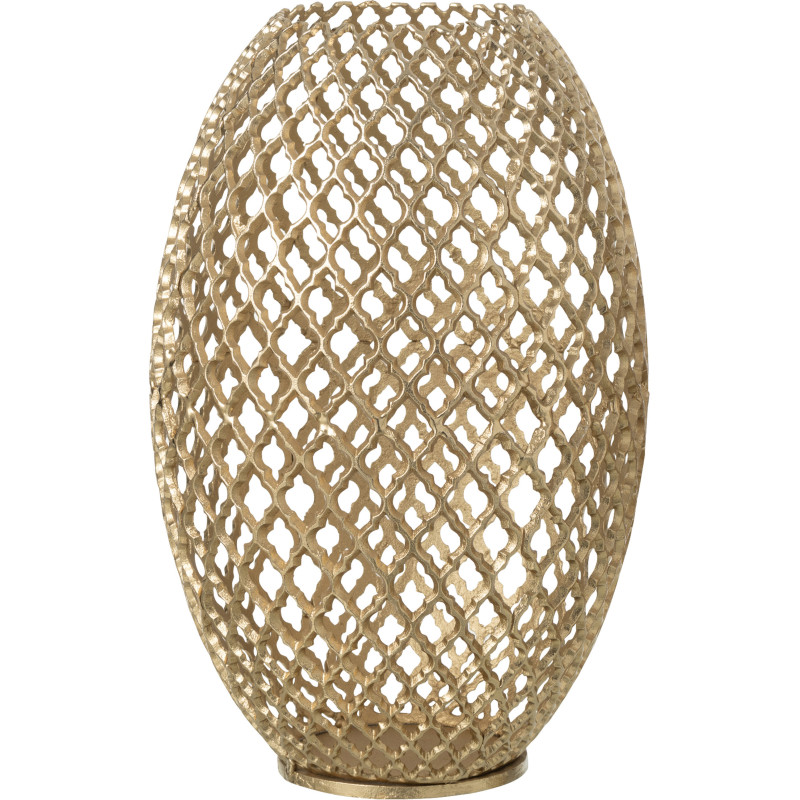 Grand Vase déco Oriental chic Ovale Hauteur 49 cm en Métal Doré Ajouré Oraya - 1