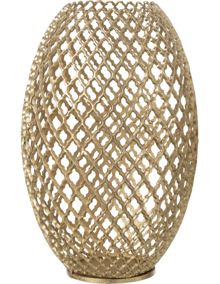 Grand Vase déco Oriental chic Ovale Hauteur 49 cm en Métal Doré Ajouré Oraya - 1