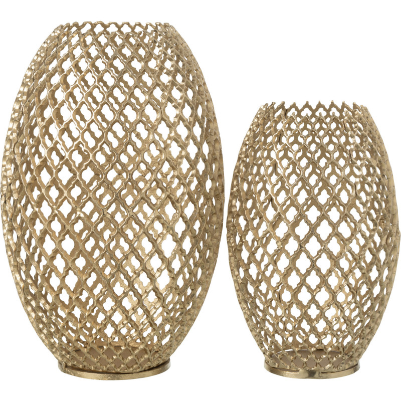 Grand Vase déco Oriental chic Ovale Hauteur 49 cm en Métal Doré Ajouré Oraya - 3